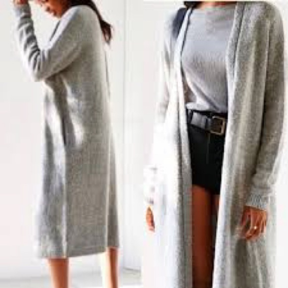 Silence + Noise Heather Gray Open-Front Cardigan